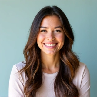 A professional headshot of a friendly female nutritionist, smiling confidently.