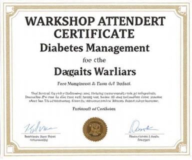 Certificate for Workshop on Diabetes Management