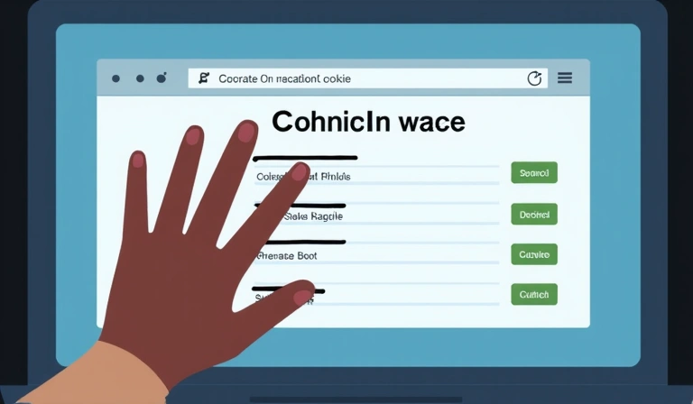 Illustration of a user's hand interacting with browser settings to manage cookie preferences