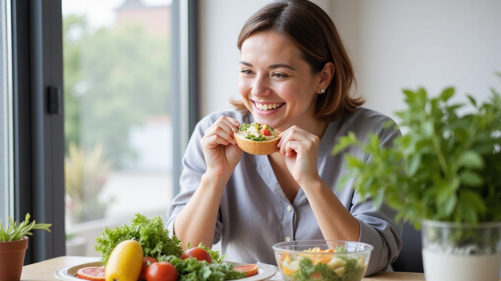Happy person enjoying a healthy meal